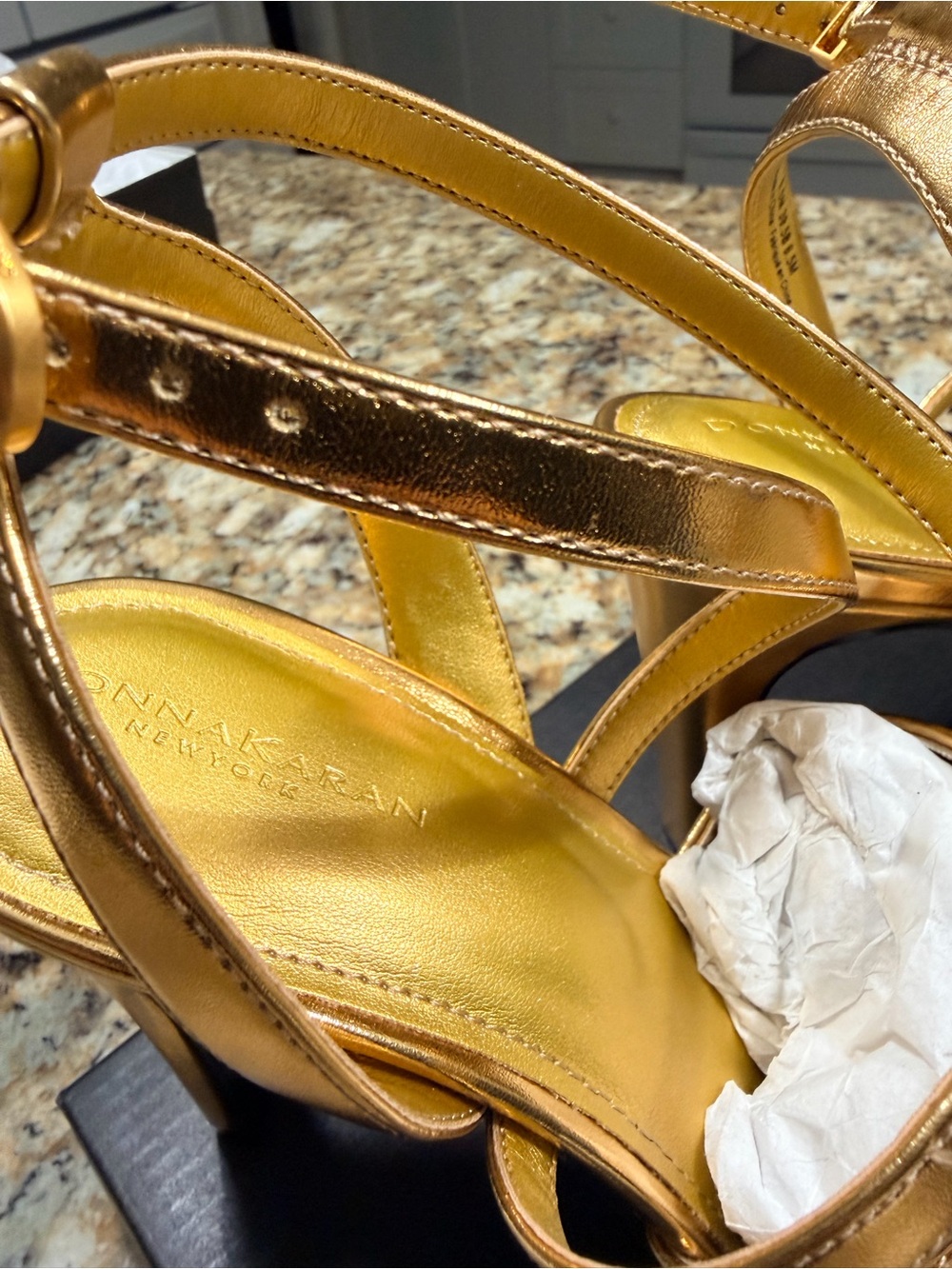 Donna Karan NY Brooks Gold Strappy Womens Sandals - Picture 4 of 14